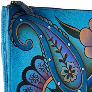 Anna by Anuschka Women's Hand Painted Genuine Leather Organizer Wallet - Denim Paisley Floral