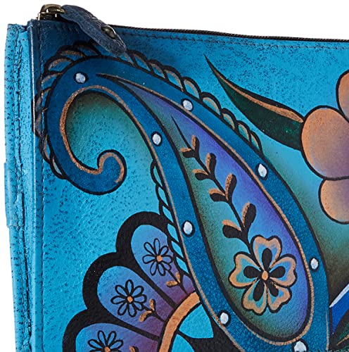 Anna by Anuschka Women's Hand Painted Genuine Leather Organizer Wallet - Denim Paisley Floral
