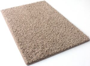sample 6″x6″ (no binding) pecan brown frieze shag indoor carpet. soft and plush 32 oz 3/4″ thick