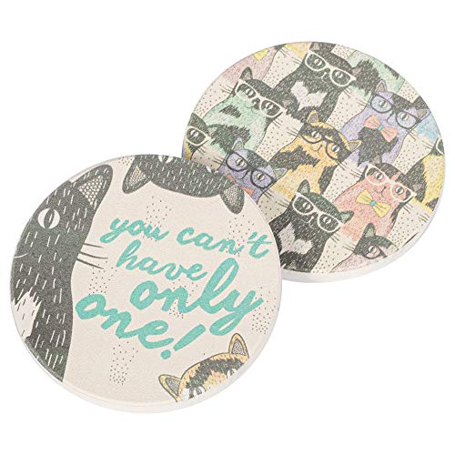 Cat Crazy, You Can't Only Have One 2.75 x 2.75 Absorbent Ceramic Car Coasters Pack of 2