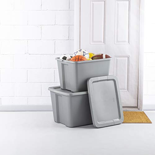 Sterilite 18 Gal Tote Box, Steel 8 pcs