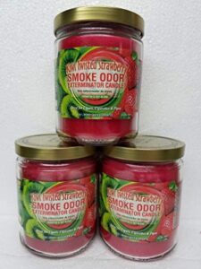 smoke odor exterminator 13 oz jar candles kiwi twisted strawberry, (3) set of three candles.