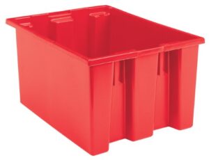akro-mils 35230 nest and stack plastic storage container and distribution tote, (23-1/2-inch l x 19-1/2-inch w x 13-inch h), red, (3-pack)