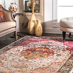 nuLOOM Shirlee Vintage Medallion Area Rug, 4' x 6', Orange