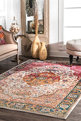 nuLOOM Shirlee Vintage Medallion Area Rug, 4' x 6', Orange