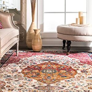 nuLOOM Shirlee Vintage Medallion Area Rug, 4' x 6', Orange