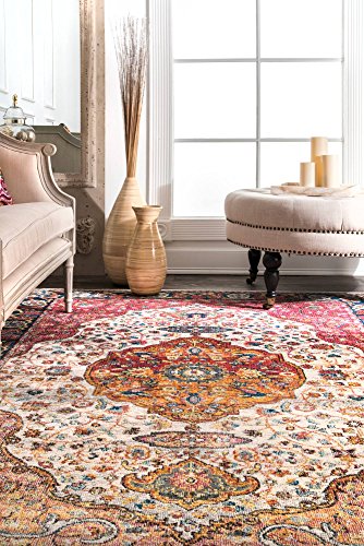 nuLOOM Shirlee Vintage Medallion Area Rug, 4' x 6', Orange