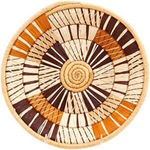 fair trade uganda african bukedo & raffia bowl #ur3110, 9.5-10.5″ across