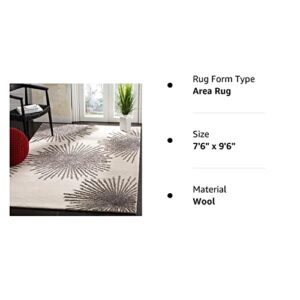 SAFAVIEH Soho Collection 7'6" x 9'6" Ivory / Silver SOH712J Handmade Starburst Premium Wool & Viscose Area Rug