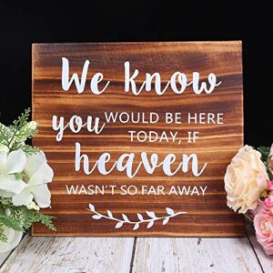 AKITSUMA We Know You Would be here Today if Heaven Wasn't so far Away, Wedding Sign, Made of Real Wooden, Rustic Wedding Decor in Loving Memory Sign