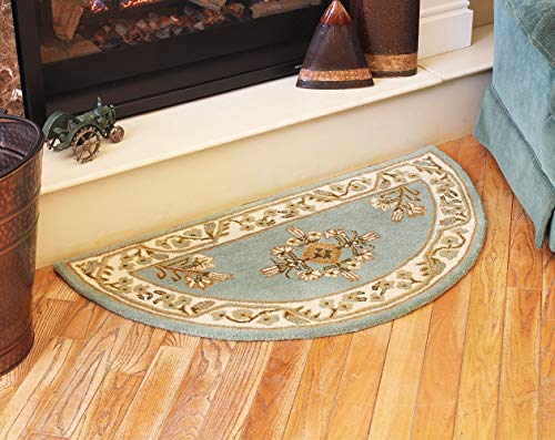 Minuteman International Winter Green Jardin Wool Hearth Rug, Half Round