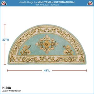 Minuteman International Winter Green Jardin Wool Hearth Rug, Half Round