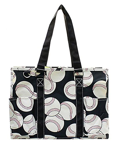 NGIL All Purpose Organizer Medium Utility Tote Bag 2018 Spring Collection (Baseball Black)