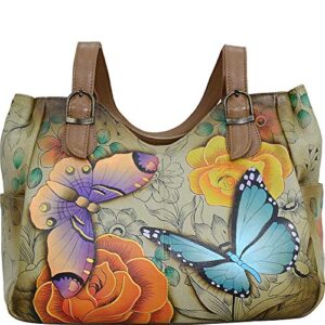 anna by anuschka womens shoulder bag, floral paradise tan, one size us