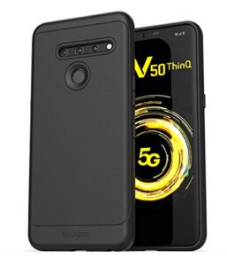 encased lg v50 thinq case (thin armor) slim fit flexible grip phone cover – black