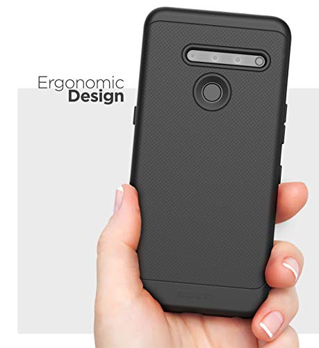 Encased LG V50 ThinQ Case (Thin Armor) Slim Fit Flexible Grip Phone Cover - Black