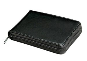 miles kimball genuine leather wallet, zipper closure – measures 9 1/2″ long x 3 1/2″ wide open, black