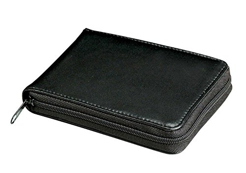 Miles Kimball Genuine Leather Wallet, Zipper Closure - Measures 9 1/2" Long x 3 1/2" Wide Open, Black