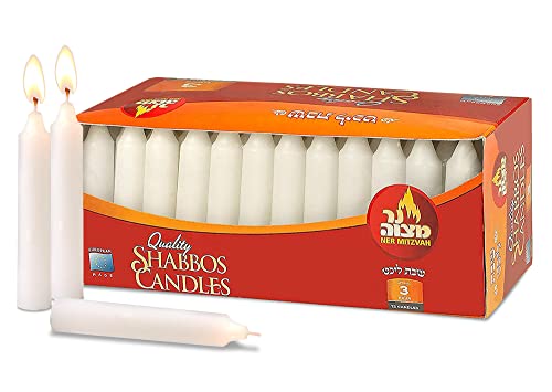 Ner Mitzvah Classic White – 4 Inch Candles - 72 Bulk Pack - for Shabbat Candles, Dinner Tables, Restaurants, Ceremonies and Emergency - 3 Hour Burn Time