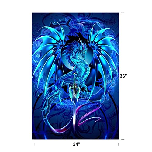 Blue Dragon Dragonsword Seablade Ruth Thompson Fantasy Poster Nina Nylander Knight Sword Cool Wall Decor Art Print Poster 24x36