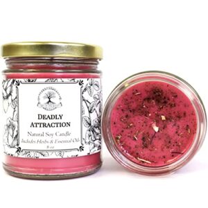 deadly attraction 8 oz soy herbal spell candle for seduction, passion, love & attraction hoodoo wiccan pagan conjure