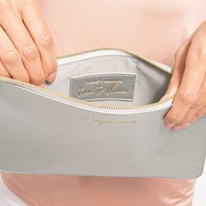 KATIE LOXTON Create Magical Moments Womens Vegan Leather Secret Message Pouch Clutch Metallic Silver