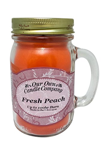 Our Own Candle Company Fresh Peach Scented 13 Ounce Mason Jar Candle