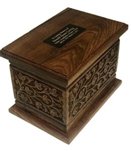 extra large human cremation urn, companion wooden funeral cremation ash urn, double urn with customized name plates