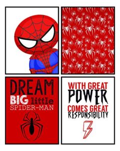 dream big little spiderman – room superheroes spider wall art decor prints poster sign pictures