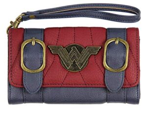 dc comics wonder woman front flap satchel clutch wallet with wrist strap