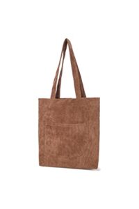 ulisty women corduroy tote bag casual carry bag shopper bag fashion shoulder bag handbag brown