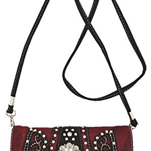 Western Style Cowgirl Belts Buckle Country Purse Crossbody Handbag Women Hobo Shoulder Bag Wallet Set Red