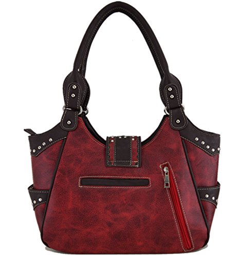 Western Style Cowgirl Belts Buckle Country Purse Crossbody Handbag Women Hobo Shoulder Bag Wallet Set Red
