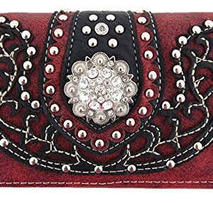 Western Style Cowgirl Belts Buckle Country Purse Crossbody Handbag Women Hobo Shoulder Bag Wallet Set Red