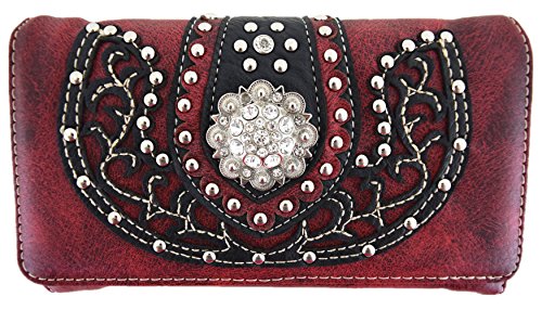 Western Style Cowgirl Belts Buckle Country Purse Crossbody Handbag Women Hobo Shoulder Bag Wallet Set Red