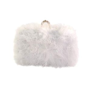 bewaltz posh style fluffy fur clutch faux fur handbag evening clutch white