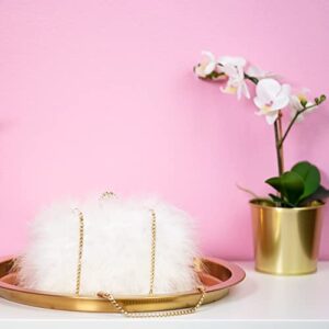 Bewaltz posh style Fluffy Fur Clutch Faux Fur Handbag Evening Clutch White