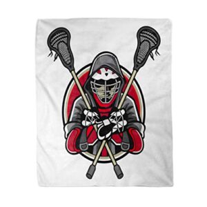 rouihot 60×80 inches flannel throw blanket lacrosse players was crossed sticks and hands home decorative warm cozy soft blanket for couch sofa bed