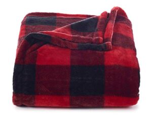 throw blanket plush super soft and cozy oversized 60 x 72 (red buffalo check)