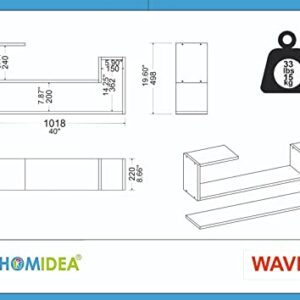 HOMIDEA Wave Wall Shelf - Book Shelf - Floating Shelf for Living Room Decoration in Modern Design (Red)