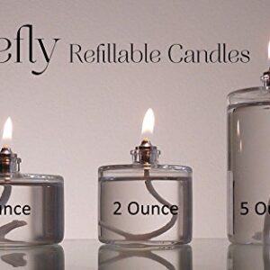 Firefly 2-Ounce Refillable Glass Liquid Candle - Votive Size Emergency Candles - Replacement for Liquid Paraffin Disposable Fuel Cells