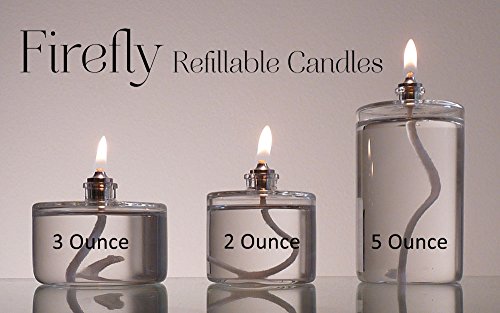 Firefly 2-Ounce Refillable Glass Liquid Candle - Votive Size Emergency Candles - Replacement for Liquid Paraffin Disposable Fuel Cells