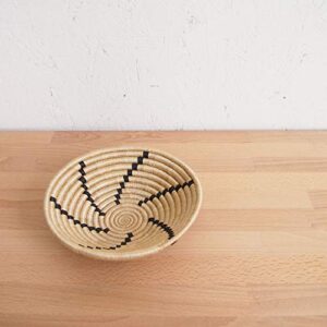 Small African Basket- Tanga/Rwanda Basket/Woven Bowl/Sisal & Sweetgrass Basket/Tan, Black