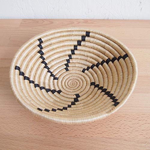 Small African Basket- Tanga/Rwanda Basket/Woven Bowl/Sisal & Sweetgrass Basket/Tan, Black