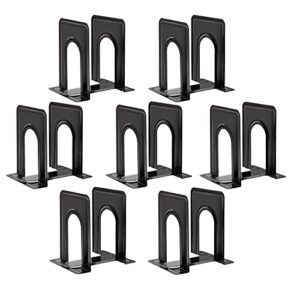 happyhapi book ends metal bookends for shelves,14 pcs book end to hold books heavy duty,black non-skid bookend,book holder stopper for shelf office home,6.5 x 5.7 x 4.9″(7 pairs, large)