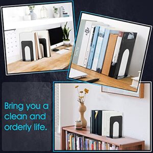 HappyHapi Book Ends Metal Bookends for Shelves,14 Pcs Book End to Hold Books Heavy Duty,Black Non-Skid Bookend,Book Holder Stopper for Shelf Office Home,6.5 x 5.7 x 4.9"(7 Pairs, Large)