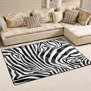 linomo area rug animal zebra print floor rugs doormat living room home decor, carpets area mats for kids boys girls bedroom 60 x 39 inches