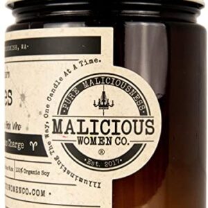 Malicious Women Candle Co - Aries The Zodiac Bitch - Fearlessly Takes Charge, A Hot Mess (Red Hot Cinnamon), All-Natural Organic Soy Candle, 9 oz