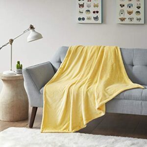 intelligent design microlight plush luxury oversized throw yellow 60×70 premium soft cozy microlight plush for bed, couch or sofa