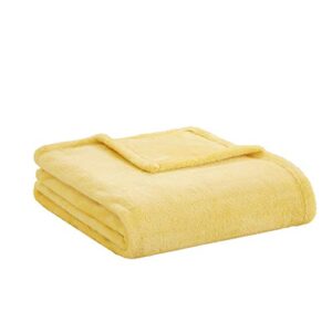 Intelligent Design Microlight Plush Luxury Oversized Throw Yellow 60x70 Premium Soft Cozy Microlight Plush For Bed, Couch or Sofa